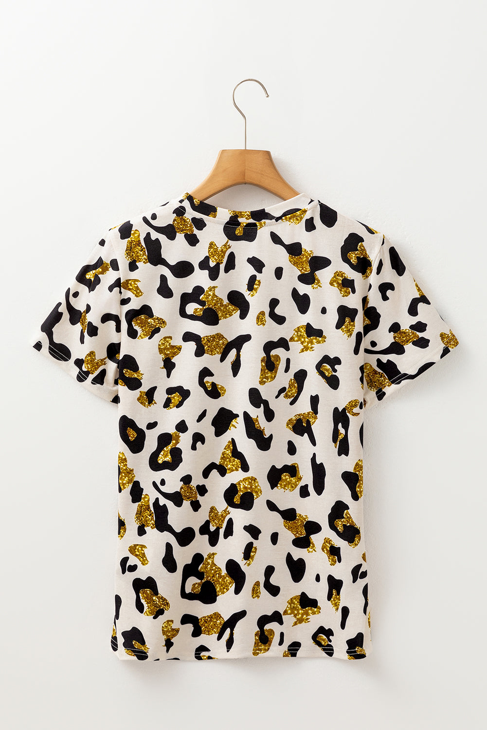 Apricot Leopard Print Round Neck Casual T Shirt 🇨🇳