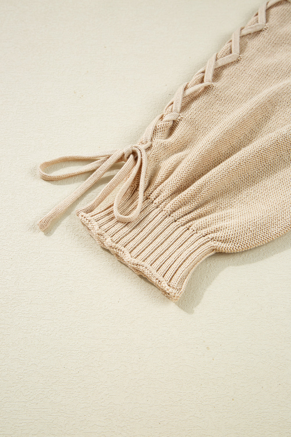 Parchment Cable Knit Braided Tie Sleeve Plus Size Open Cardigan 🇺🇲