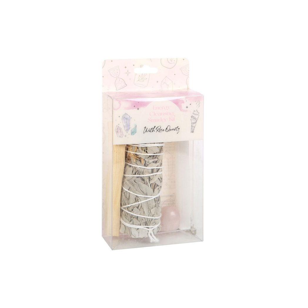 Smudge Kit with Rose Quartz Crystal