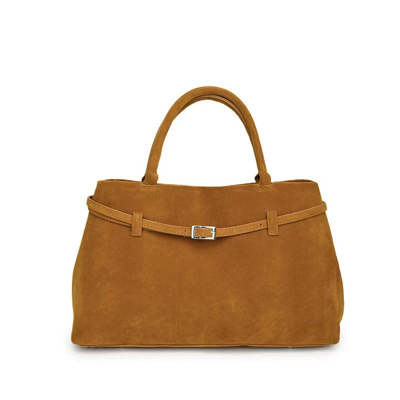 2025 Hot Sale Decorative Design Solid Faux Suede Handbag Large Capacity Casual Tote Bags For Women Tote Design Portable Shoulder Bag 🇨🇳
