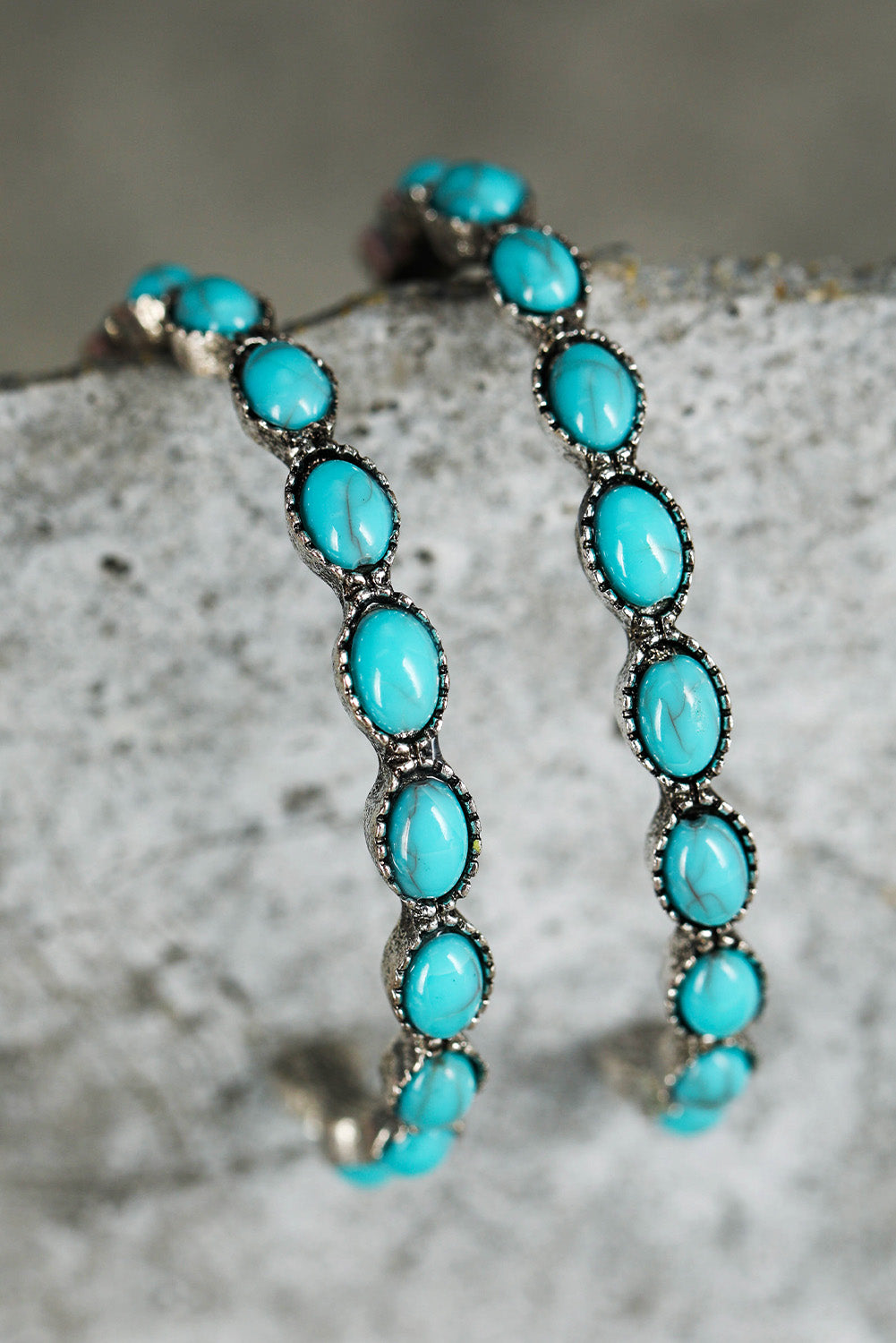 Sky Blue Gem Inlay Retro C-shape Earrings 🇨🇳
