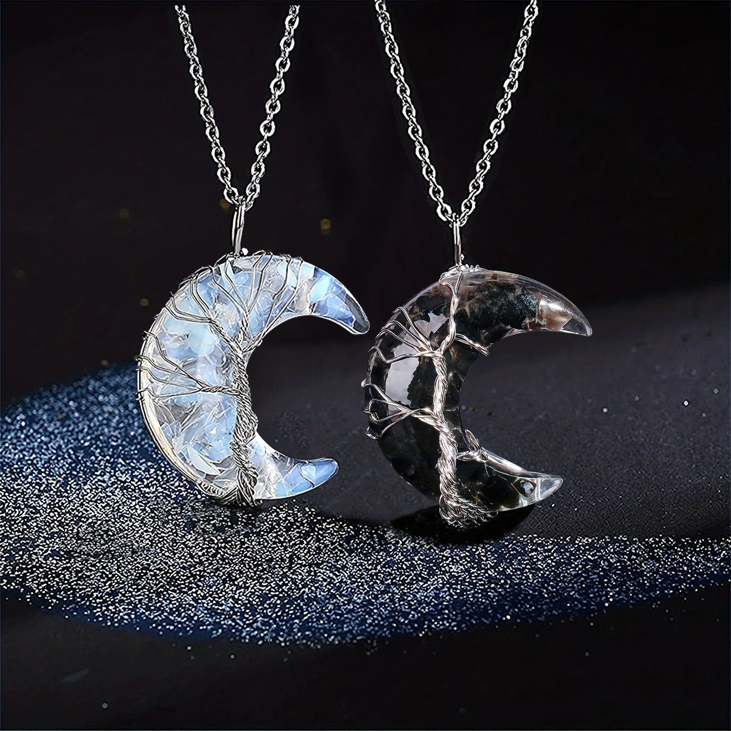 Winding Stone Lucky Tree Metal Copper Wire Crystal Necklace 🇨🇳