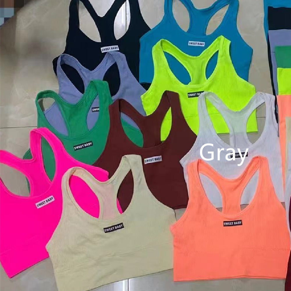 Sports Yoga Suit With Chest Pad Shockproof Beauty Back Hip Withdraw Stretch Sports Women's Shorts 🇨🇳