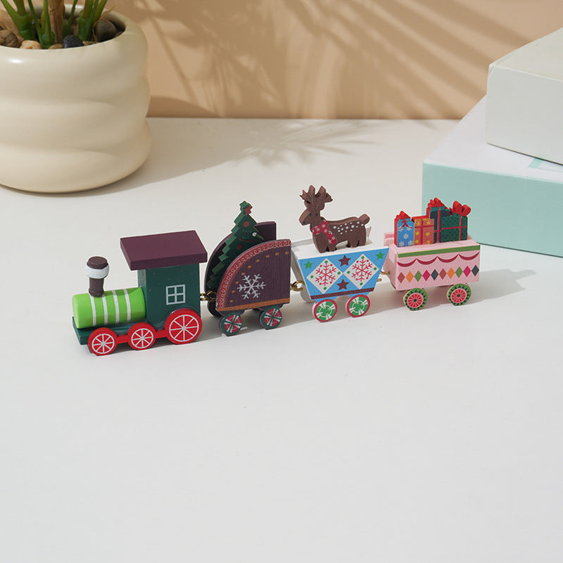 Christmas Decorations Wooden Train Children's Gifts Christmas Small Gifts Window Decoration 🇨🇳