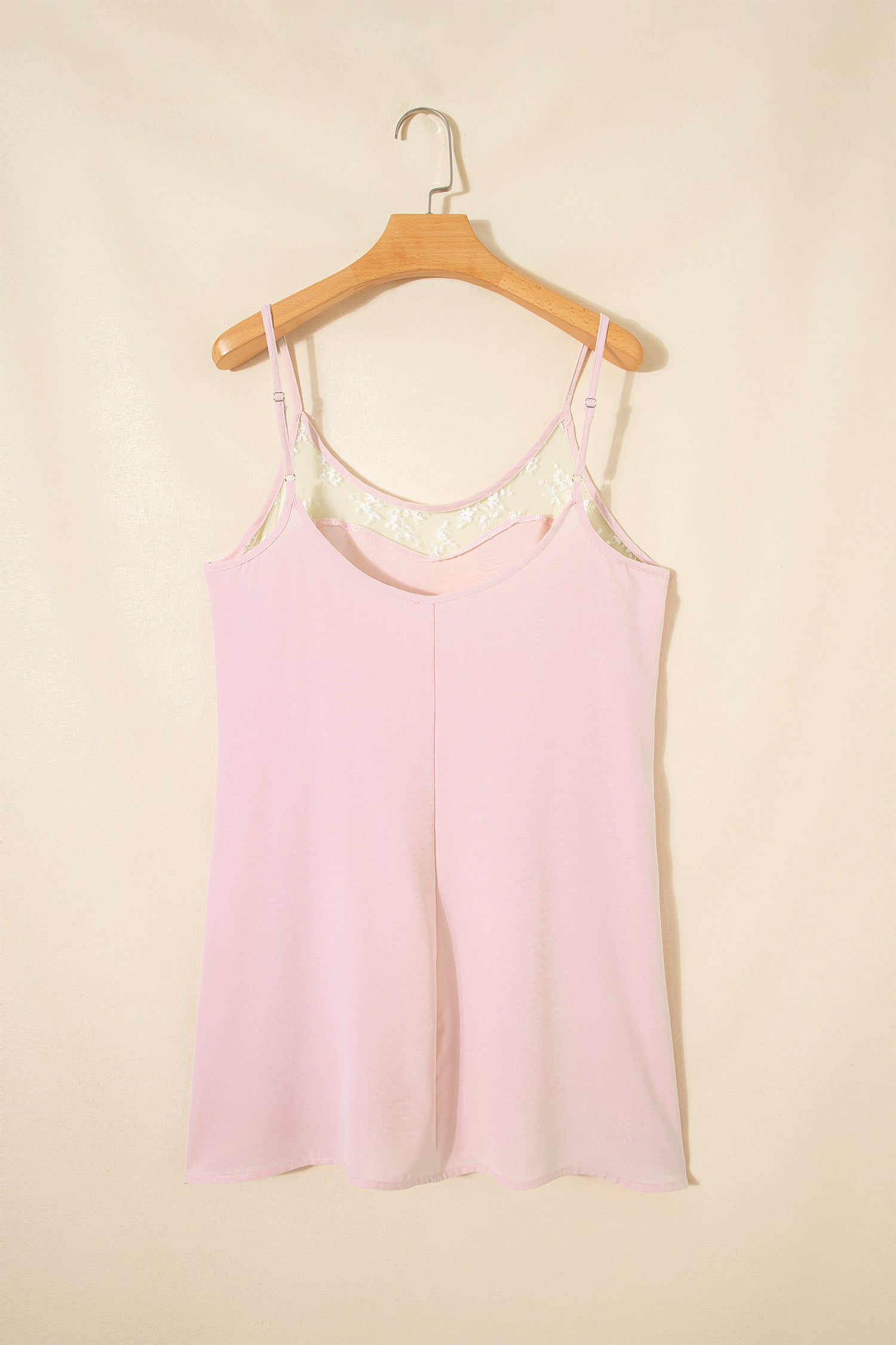 Light Pink Sheer Lace Patchwork Camisole Nightgown Dress 🇺🇸
