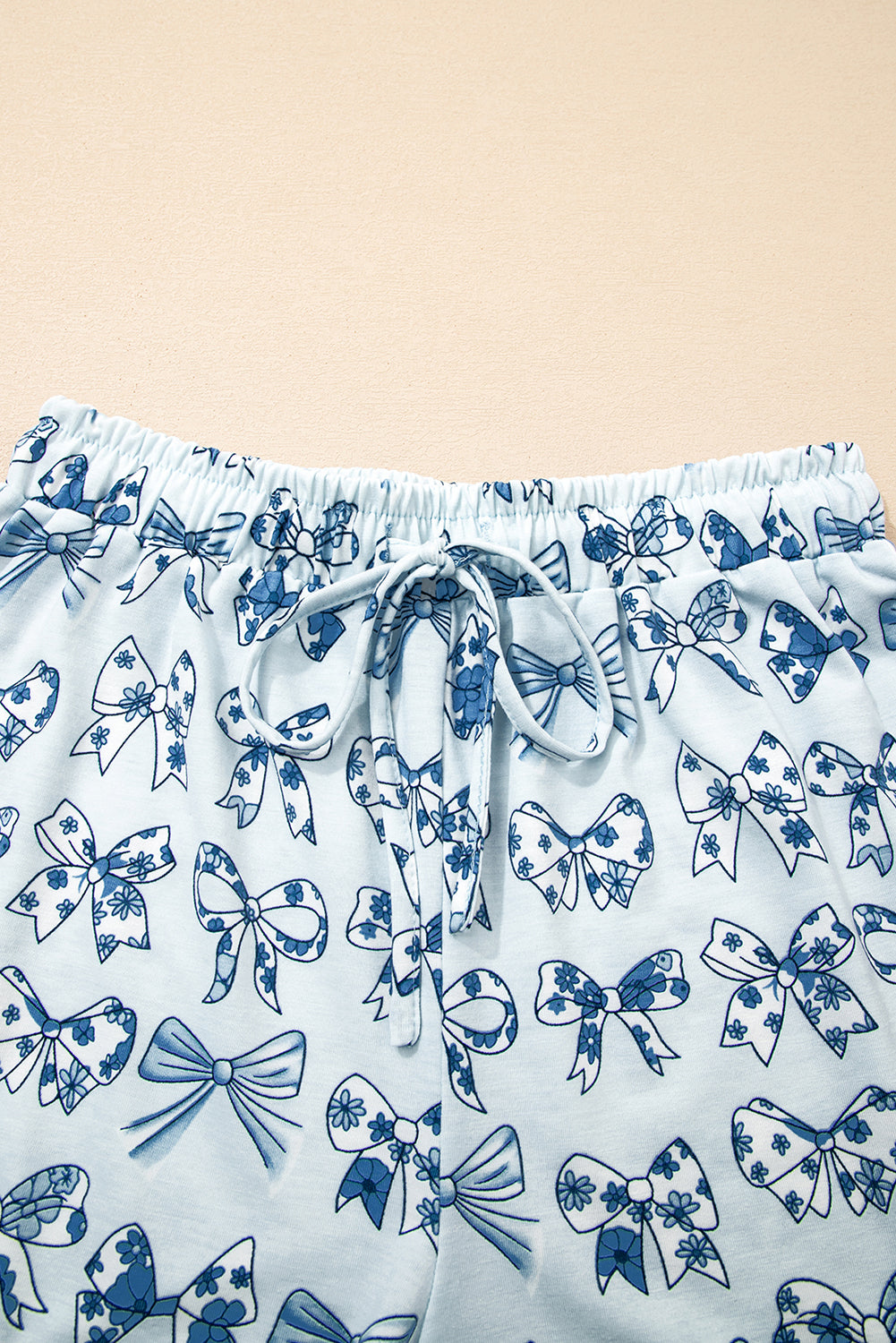 Sky Blue Bow Print Short Pajama Set 🇺🇸