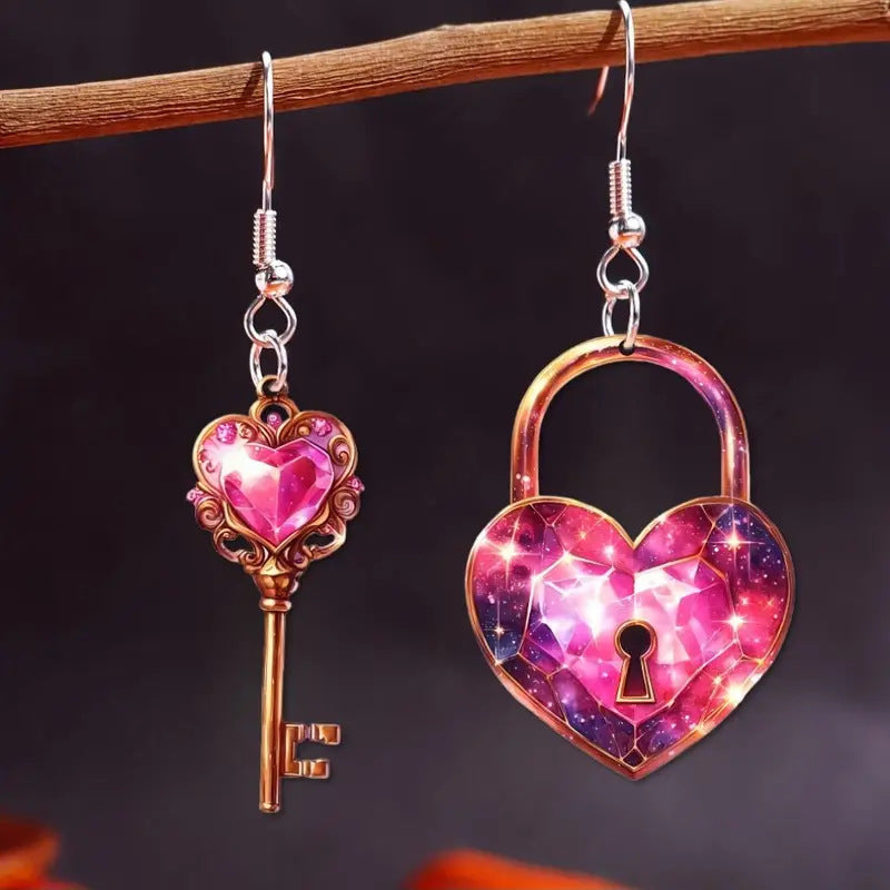 Romantic Key Heart Lock Acrylic Types A And B Earrings 🇨🇳