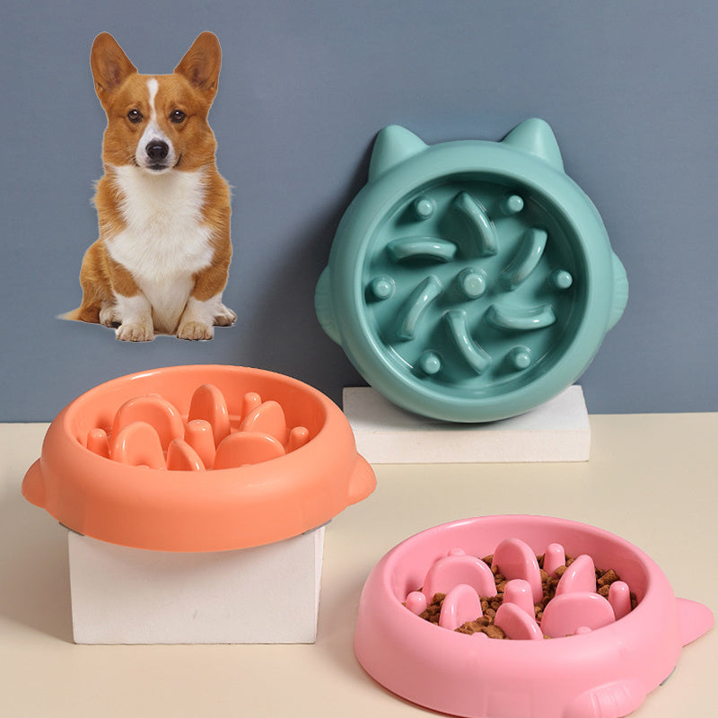 Pet Dog Cat Slow Feeder Bowls Anti Choking Slow Feeder Dish Bowl Home Dog Eating Plate Anti Gulping Bowl Supplies 🇨🇳