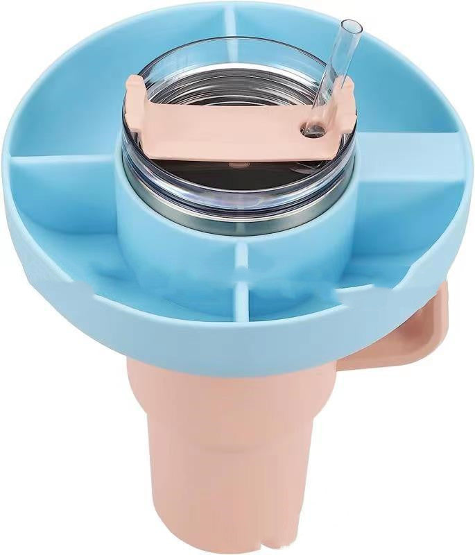 Silicone Snack For Cup 40 Oz Reusable Snack Container 4 Compartment Snack Platters Cup Snack Bowl Cup Holder Food Tray 🇨🇳