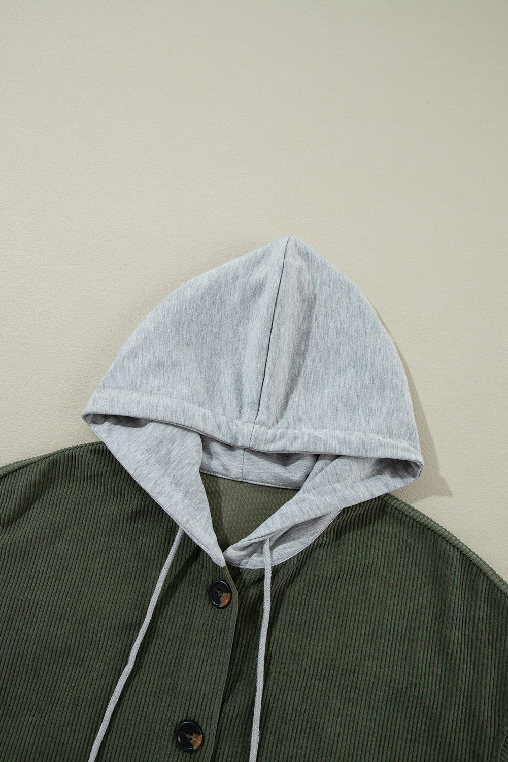 Jungle Green Oversized Corduroy Contrast Hooded Shacket 🇺🇲