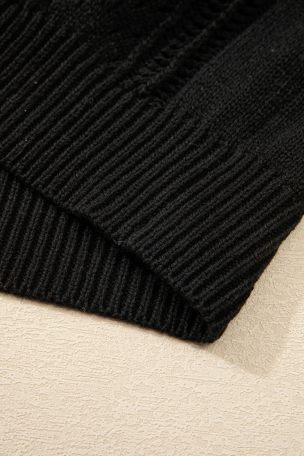 Black Open Knit Drop Shoulder Sweater Cardigan 🇨🇳
