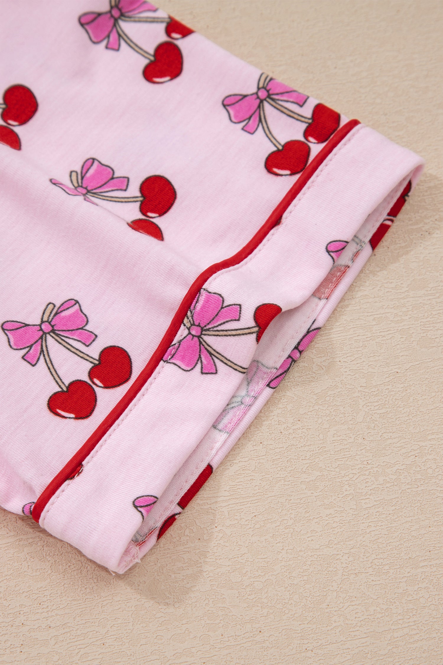 Pink Cherry/Bow Print Short Pajama Set 🇺🇸