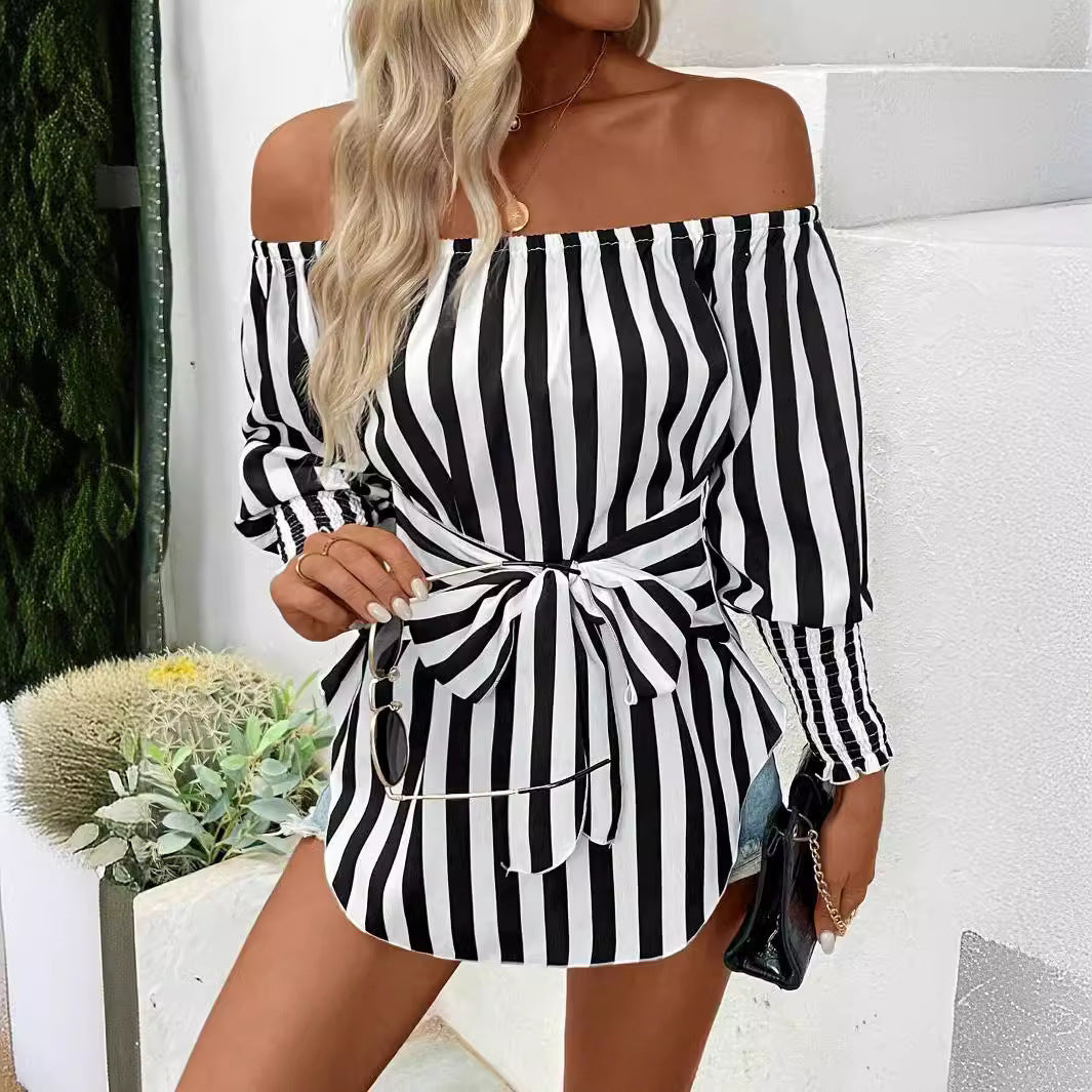 New Women's Fashion Shoulder-baring Lantern Sleeve Shirt 🇨🇳