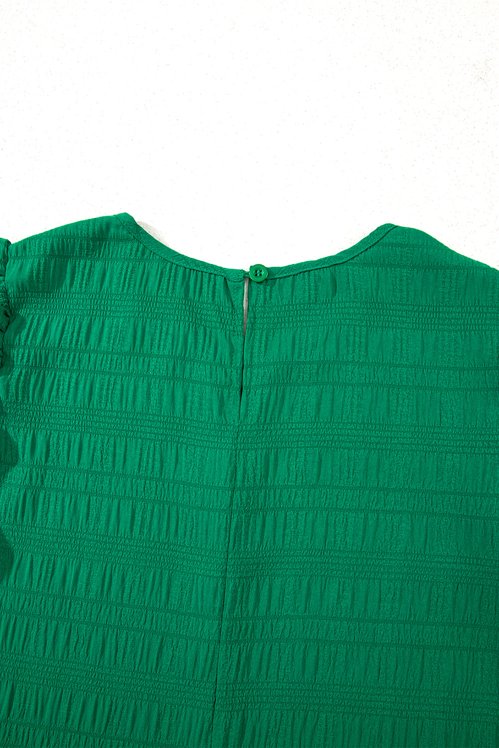 Dark Green Textured Flutter Sleeve Ruffled Mini Dress 🇨🇳