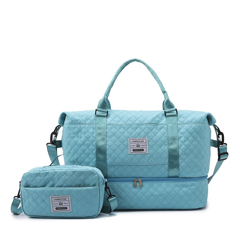 Large-Capacity Quilted Embroidered Thread Handle Crossbody Storage Travel Bag 🇨🇳