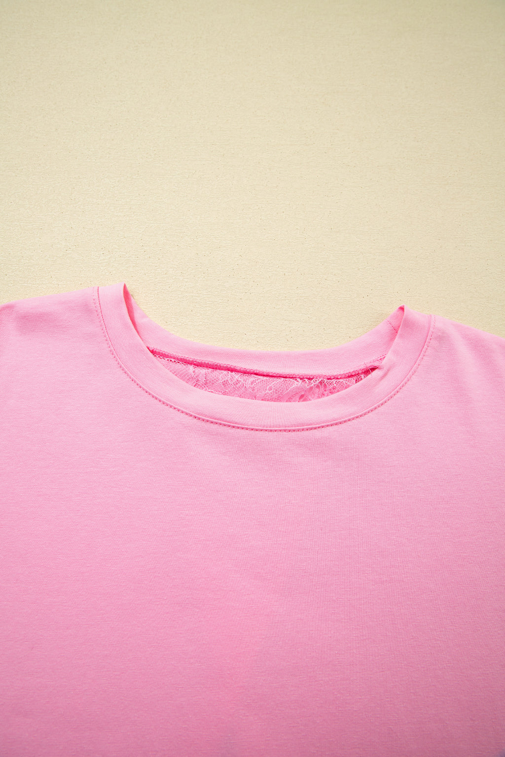 Pink Eyelash Floral Lace Patchwork Half Sleeve Oversize Tee 🇺🇸
