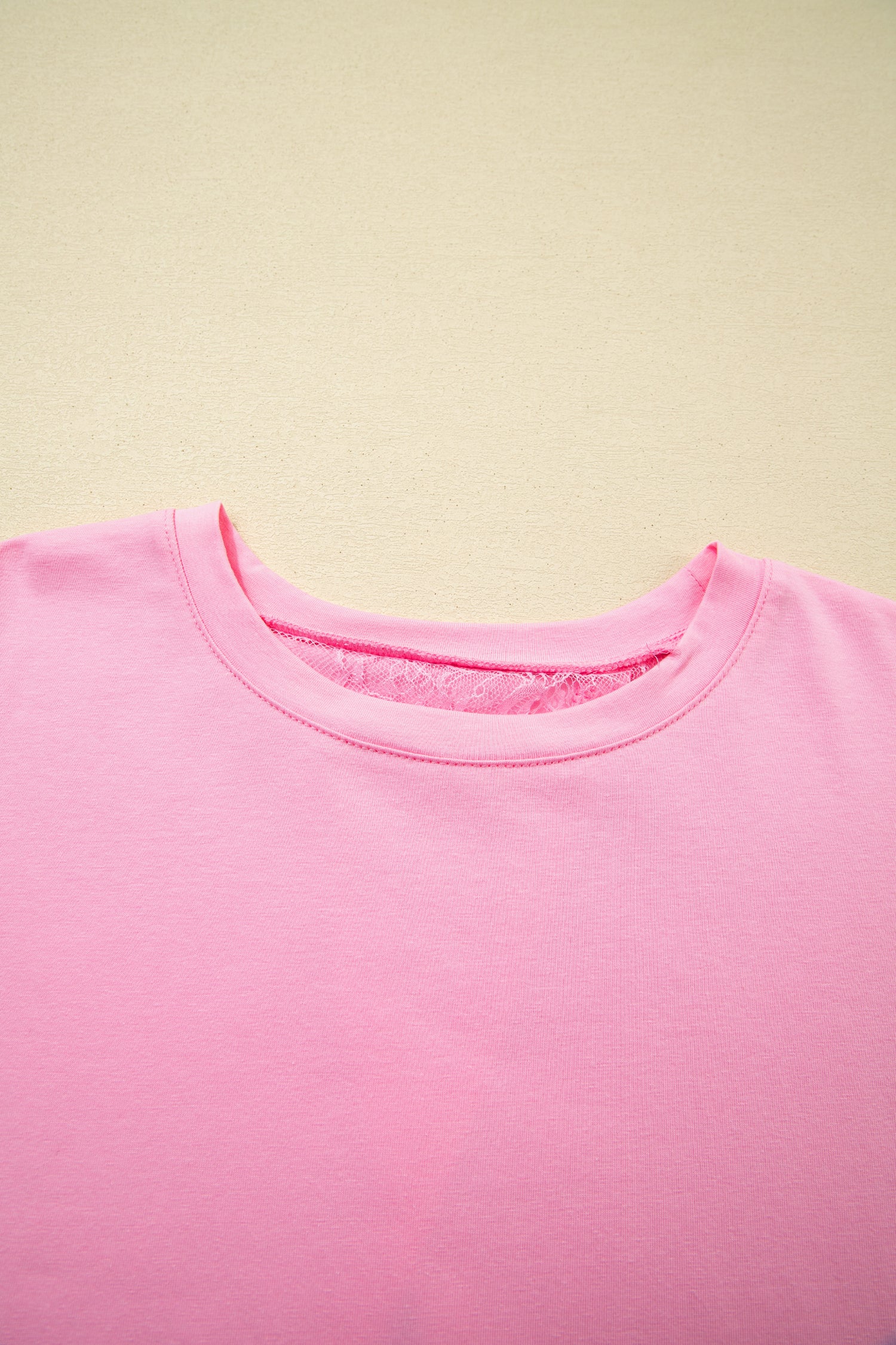 Pink Eyelash Floral Lace Patchwork Half Sleeve Oversize Tee 🇺🇸