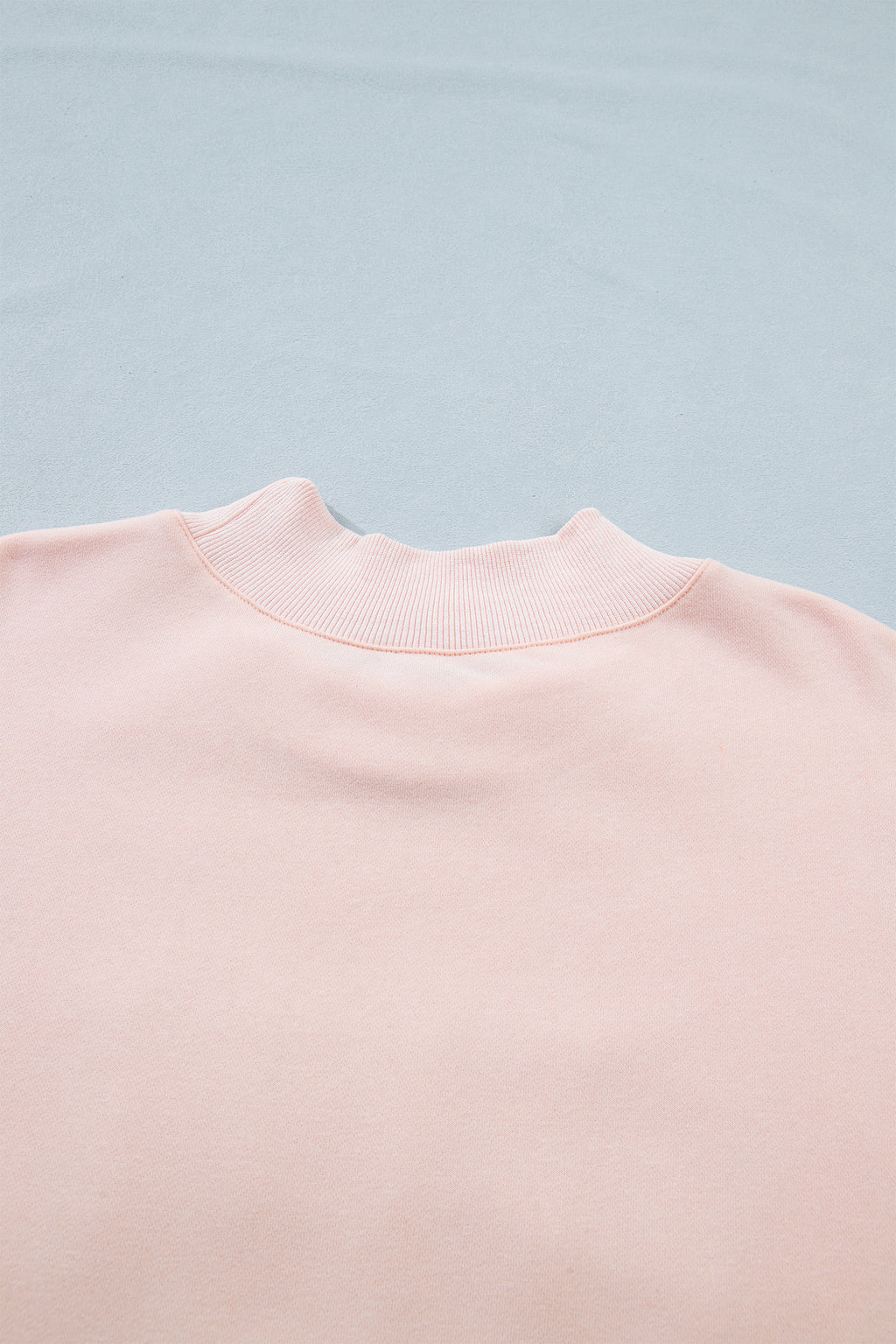 Light Pink BLESSED Embroidered Trim Patch Graphic Plus Size Mock Neck Sweatshirt 🇺🇸