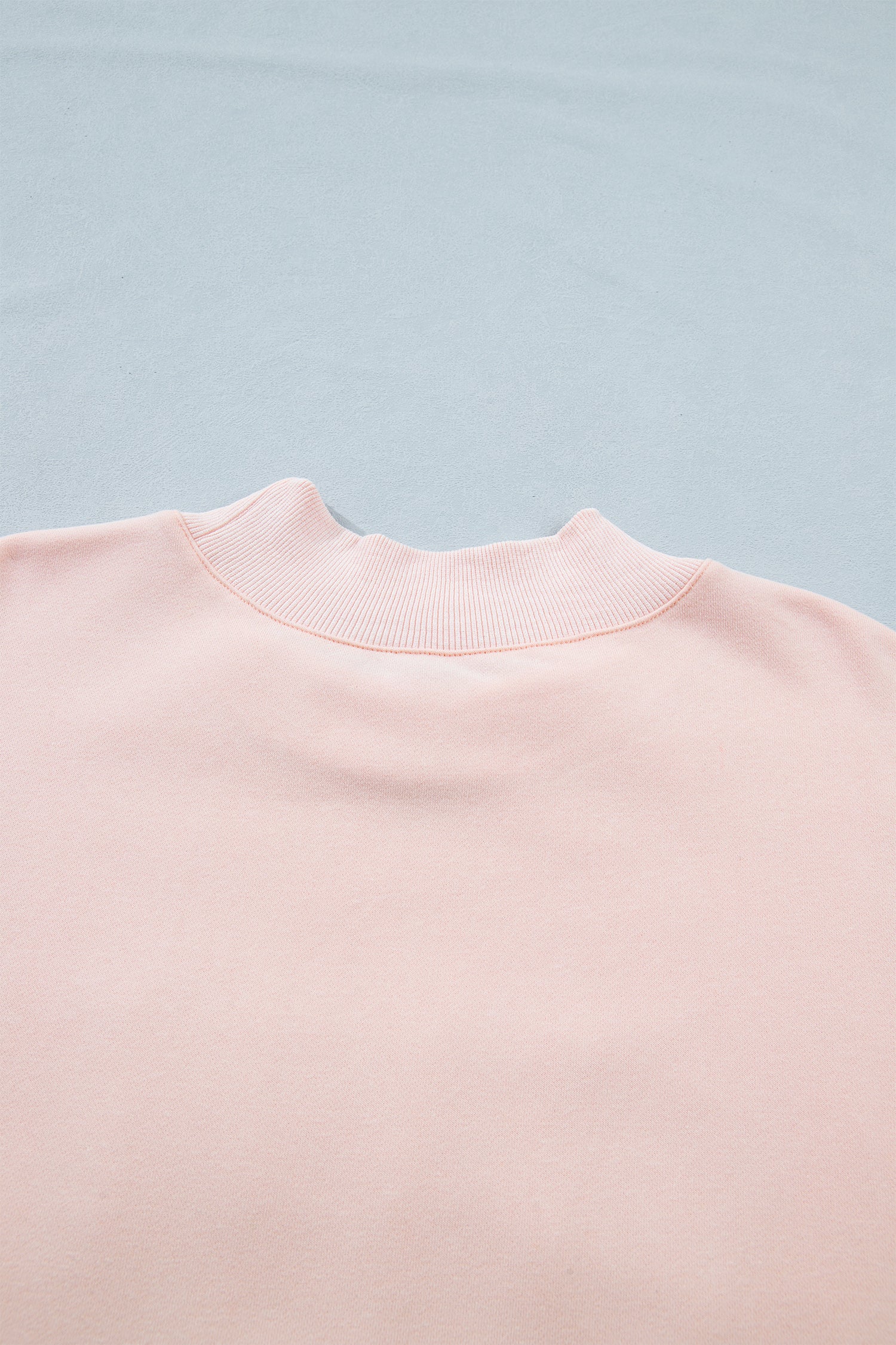 Light Pink BLESSED Embroidered Trim Patch Graphic Plus Size Mock Neck Sweatshirt 🇺🇸
