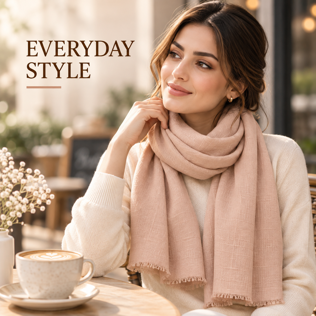 Peach Nude Cotton Scarf – Soft, Comfortable Everyday Essential 🇬🇧