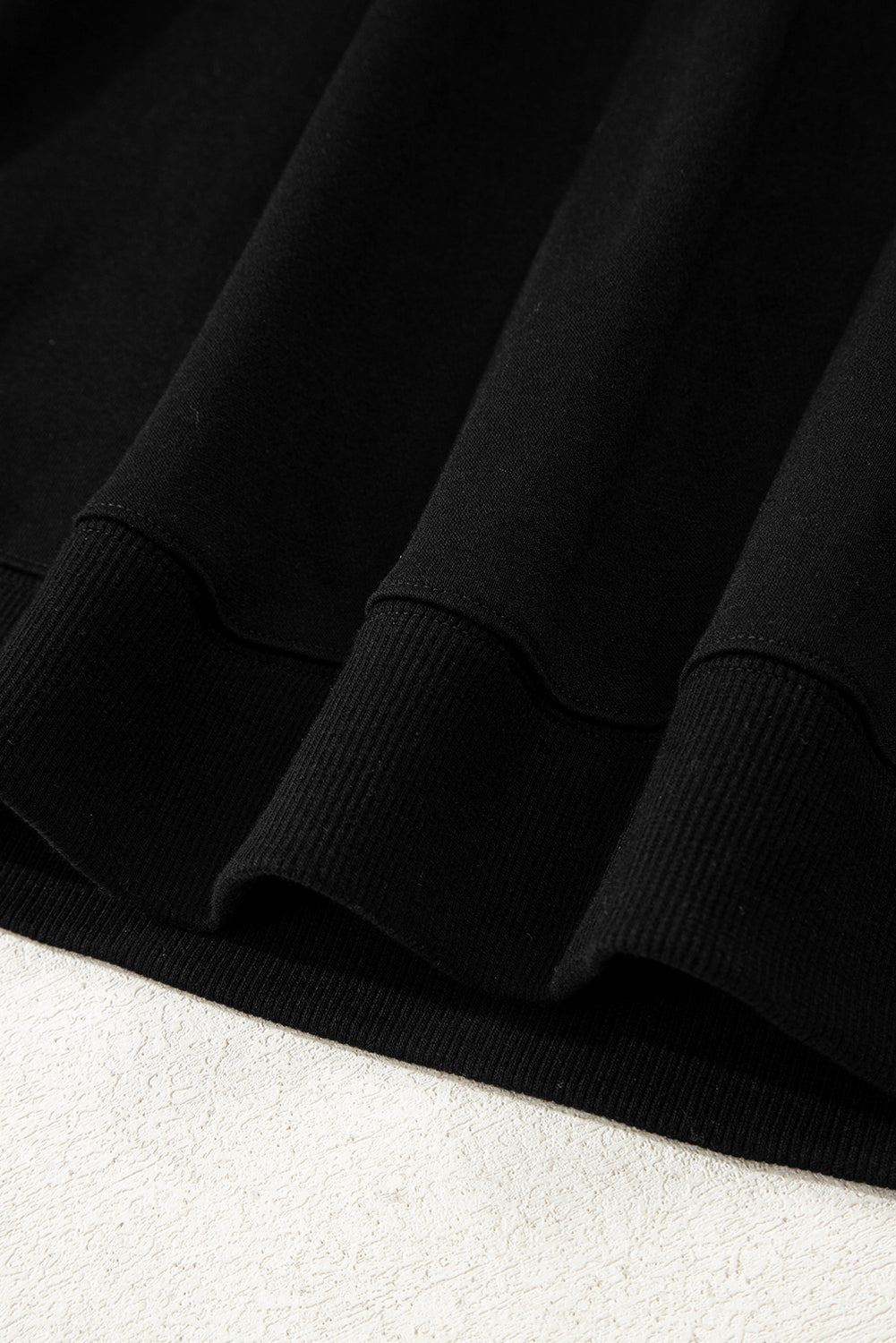 Black Varsity Striped Sleeve Drop Shoulder Sweatshirt and Short Set 🇺🇲
