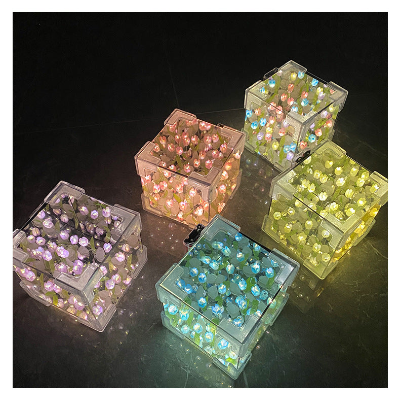 20PCS Tulip Flower Garden Grass Tulip Night Light Handmade DIY For Friends Gifts Tulip Table Lamp 🇨🇳