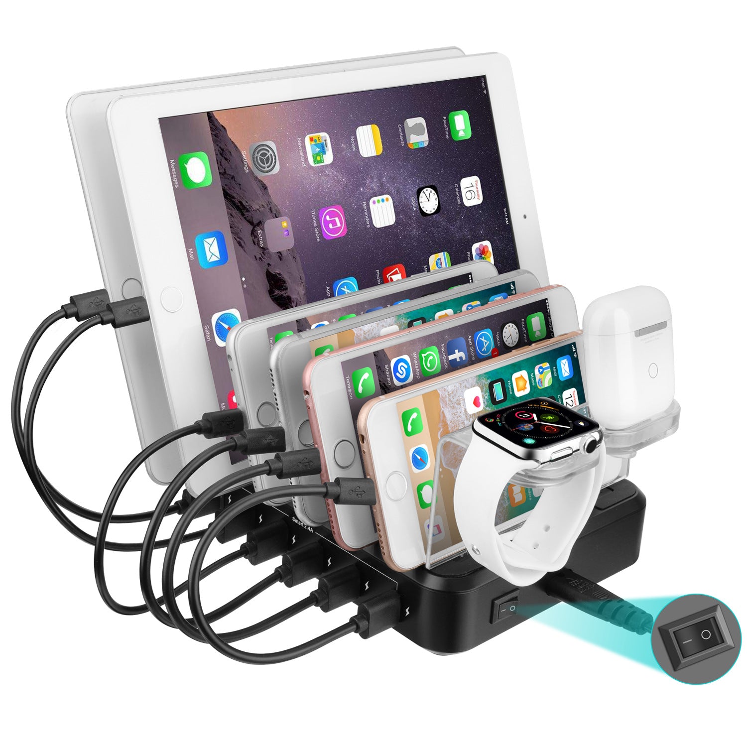 6-port 60W Charger USB Multi-port Charging Station 🇨🇳
