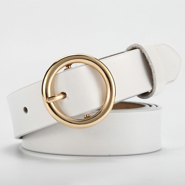 The new lady fashion retro pure leather belt belt ladies all-match round buckle leather belt ladies fine belt 🇨🇳