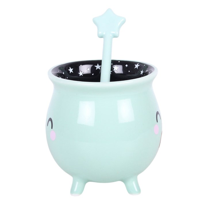 Mint Green Cauldron Mug with Wand Stirrer 🇬🇧