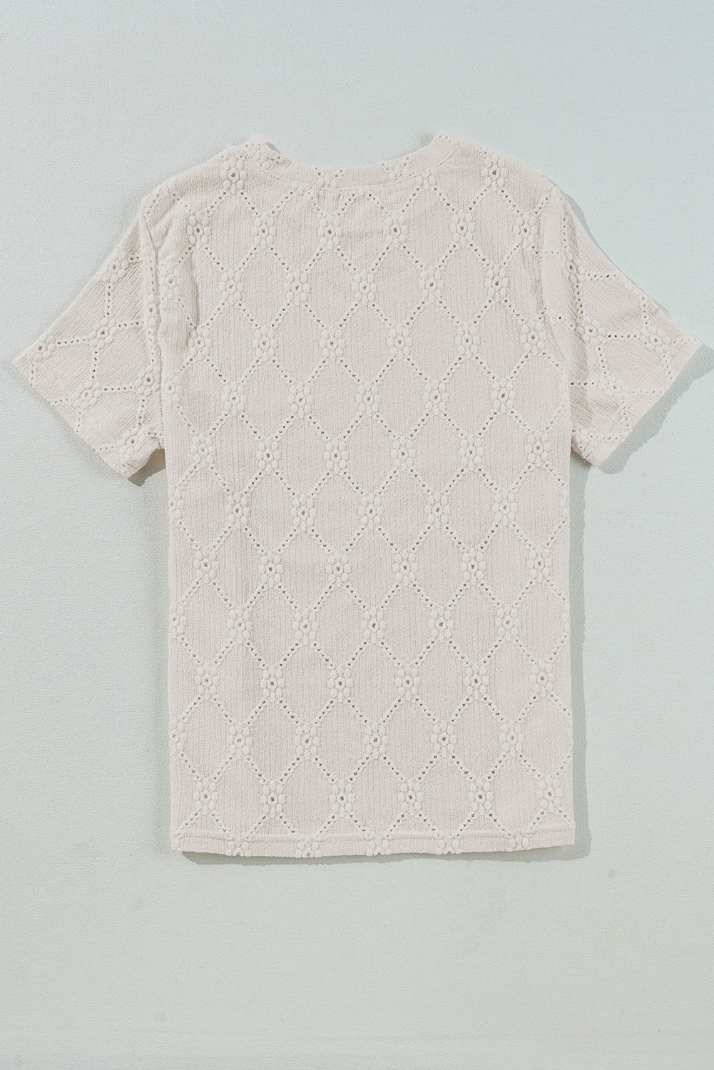 White Geometric Embroidered Slim Fit O Neck T Shirt 🇺🇲
