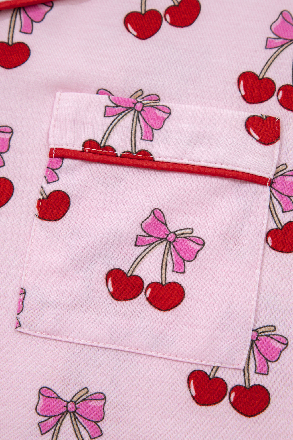 Pink Cherry/Bow Print Short Pajama Set 🇺🇸