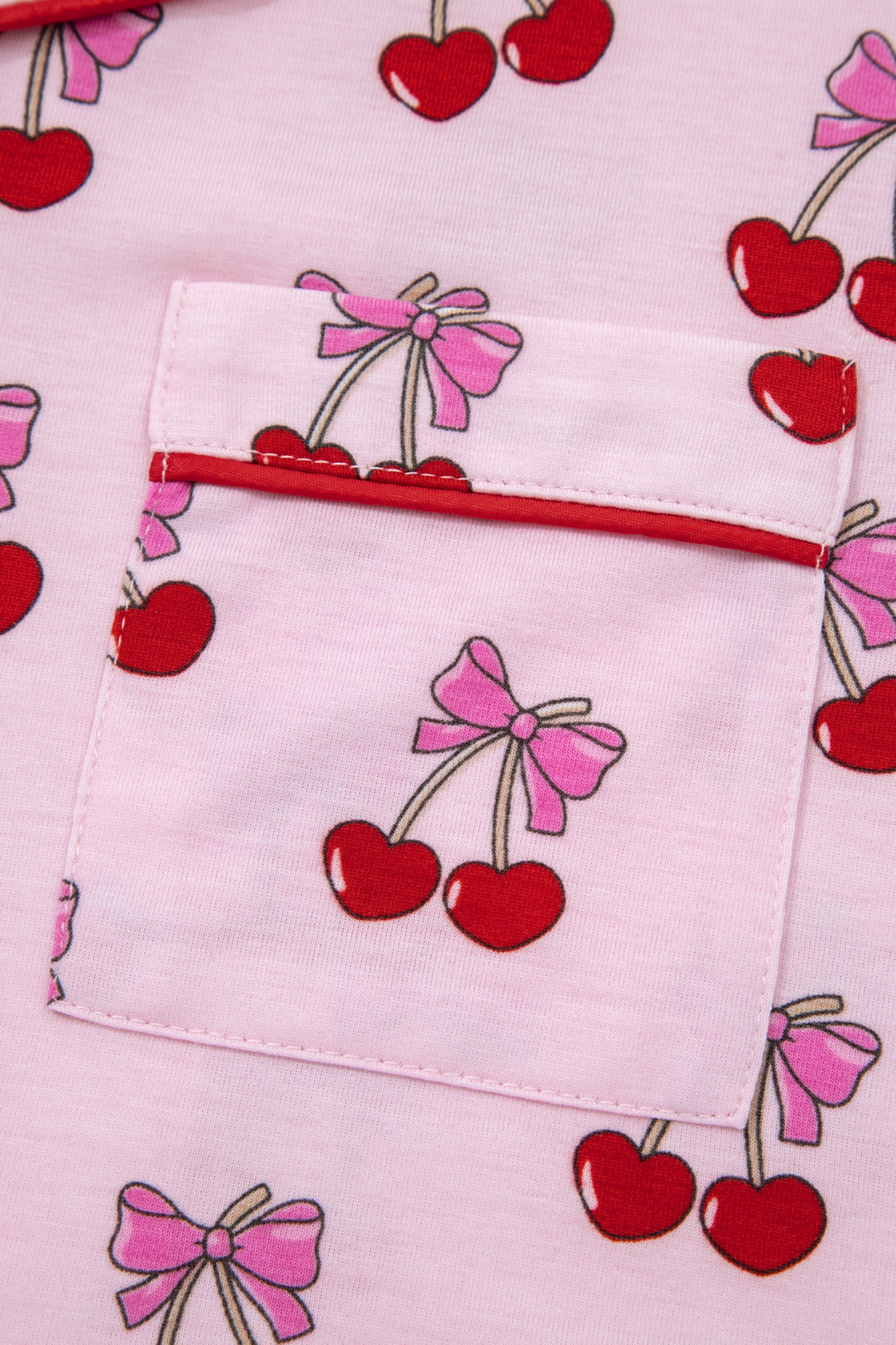 Pink Cherry/Bow Print Short Pajama Set 🇺🇸