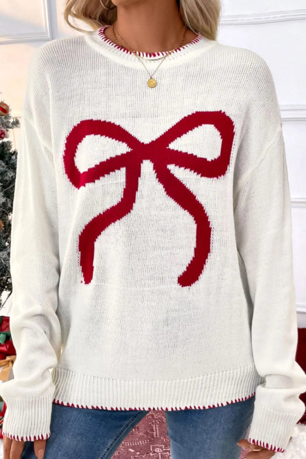 Sweet and versatile loose long sleeved round neck Christmas sweater 🇨🇳