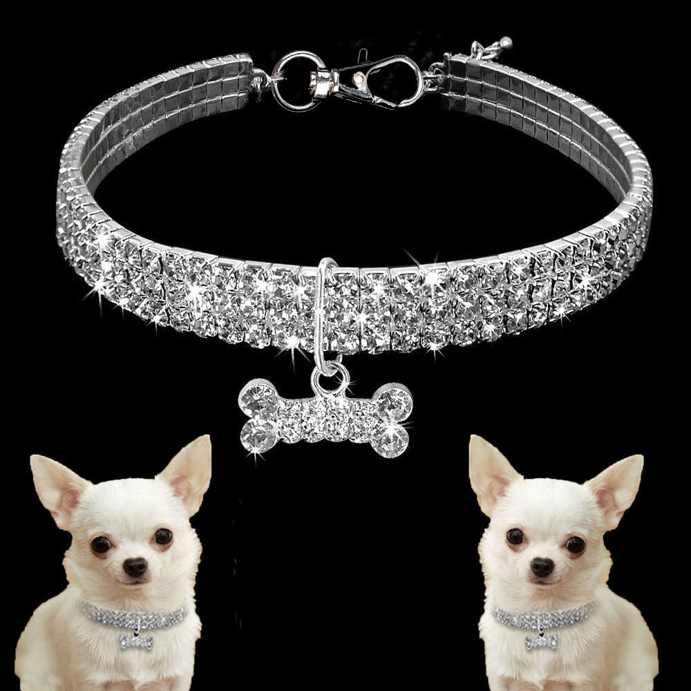 Bling Rhinestone Dog Collar Crystal Puppy Chihuahua Pet Dog Collars Leash For Small Medium Dogs Cats 🇨🇳