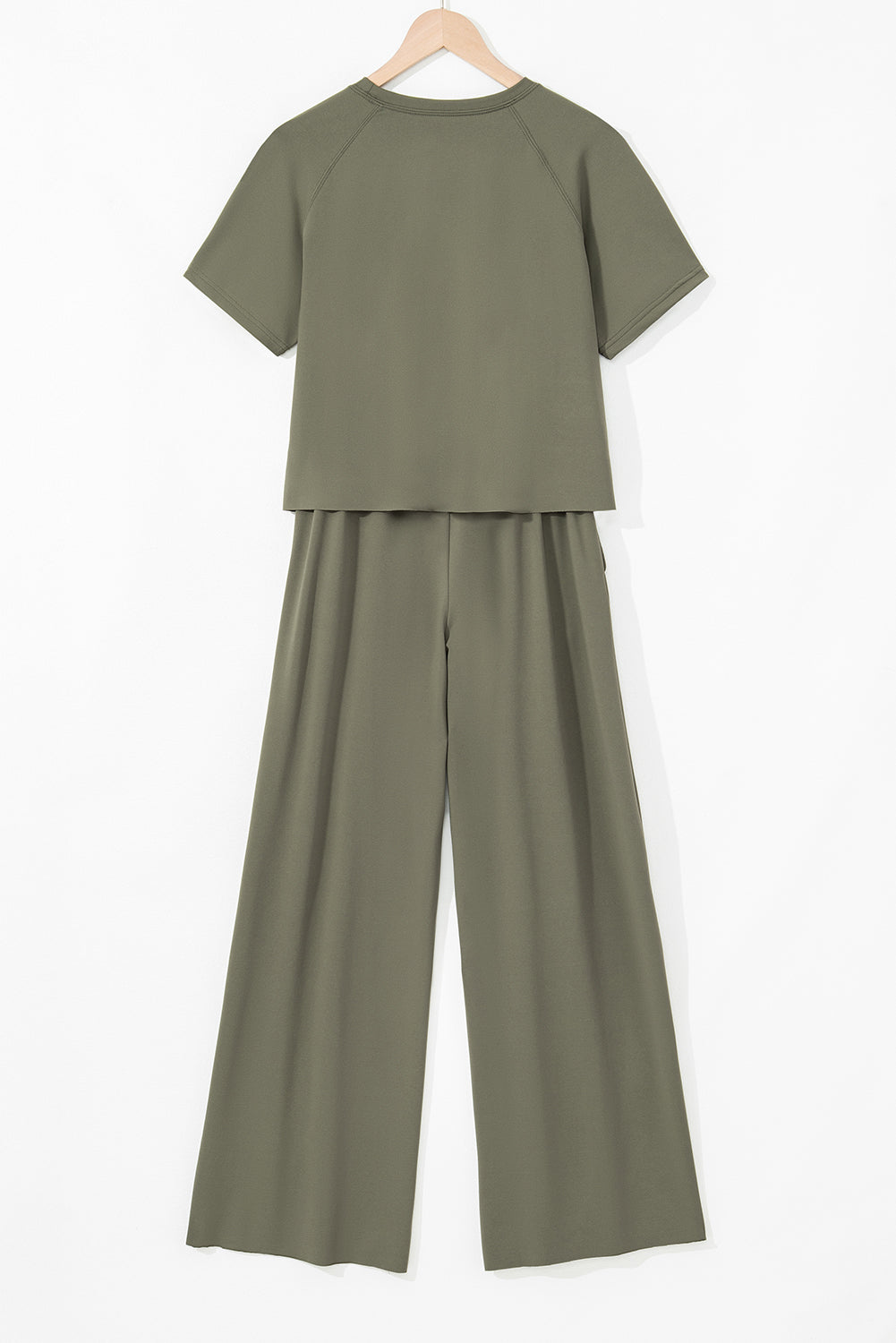 Seagrass Raw Hem Loose Tee and Wide Leg Pants Set 🇺🇸