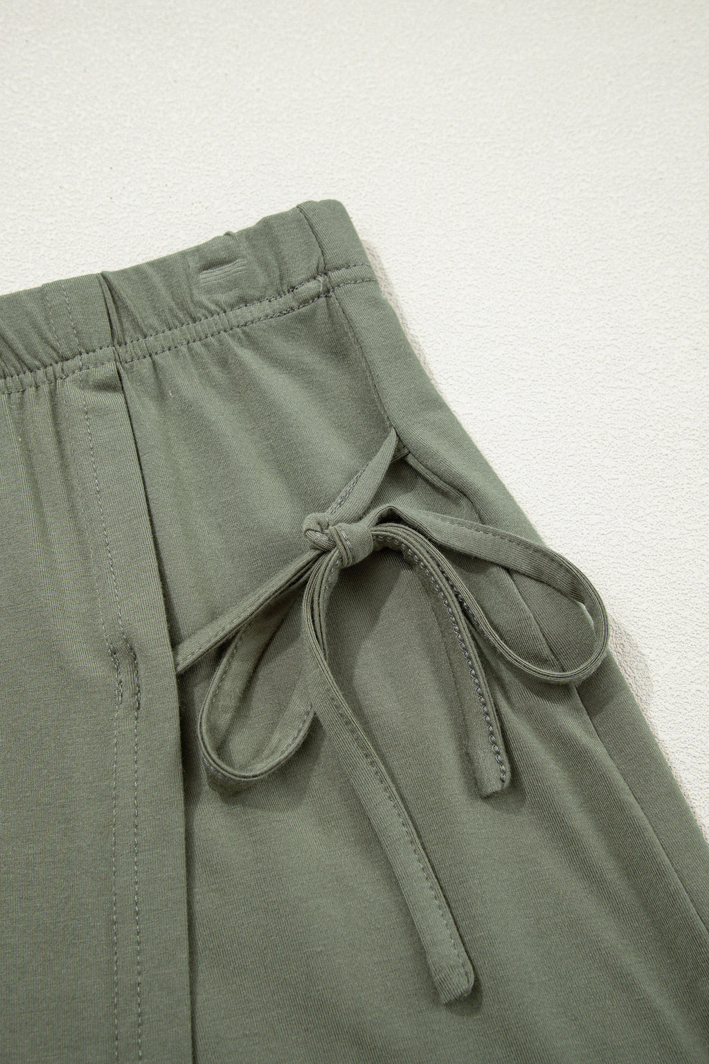 Laurel Green Solid Color Oversize Tee Tie Wrap Mini Skort 2pcs Set 🇺🇸