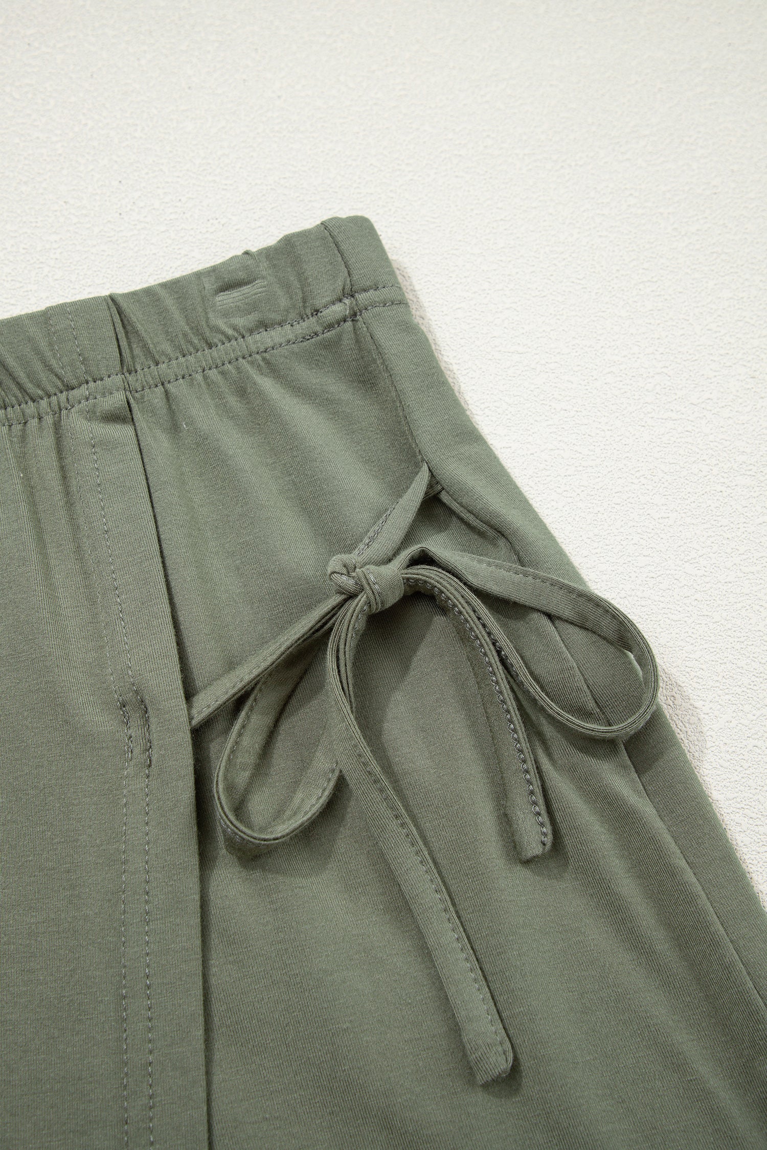 Laurel Green Solid Color Oversize Tee Tie Wrap Mini Skort 2pcs Set 🇺🇸