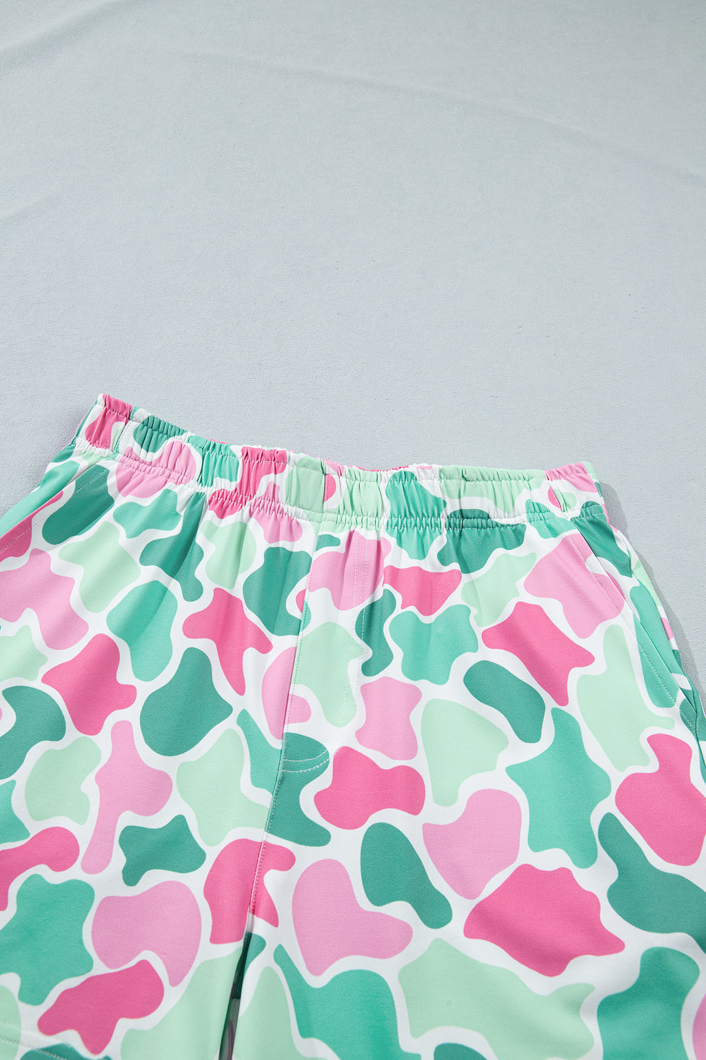 Green Camouflage Printed Cropped Tank Athleisure 2pcs Short Set 🇺🇸
