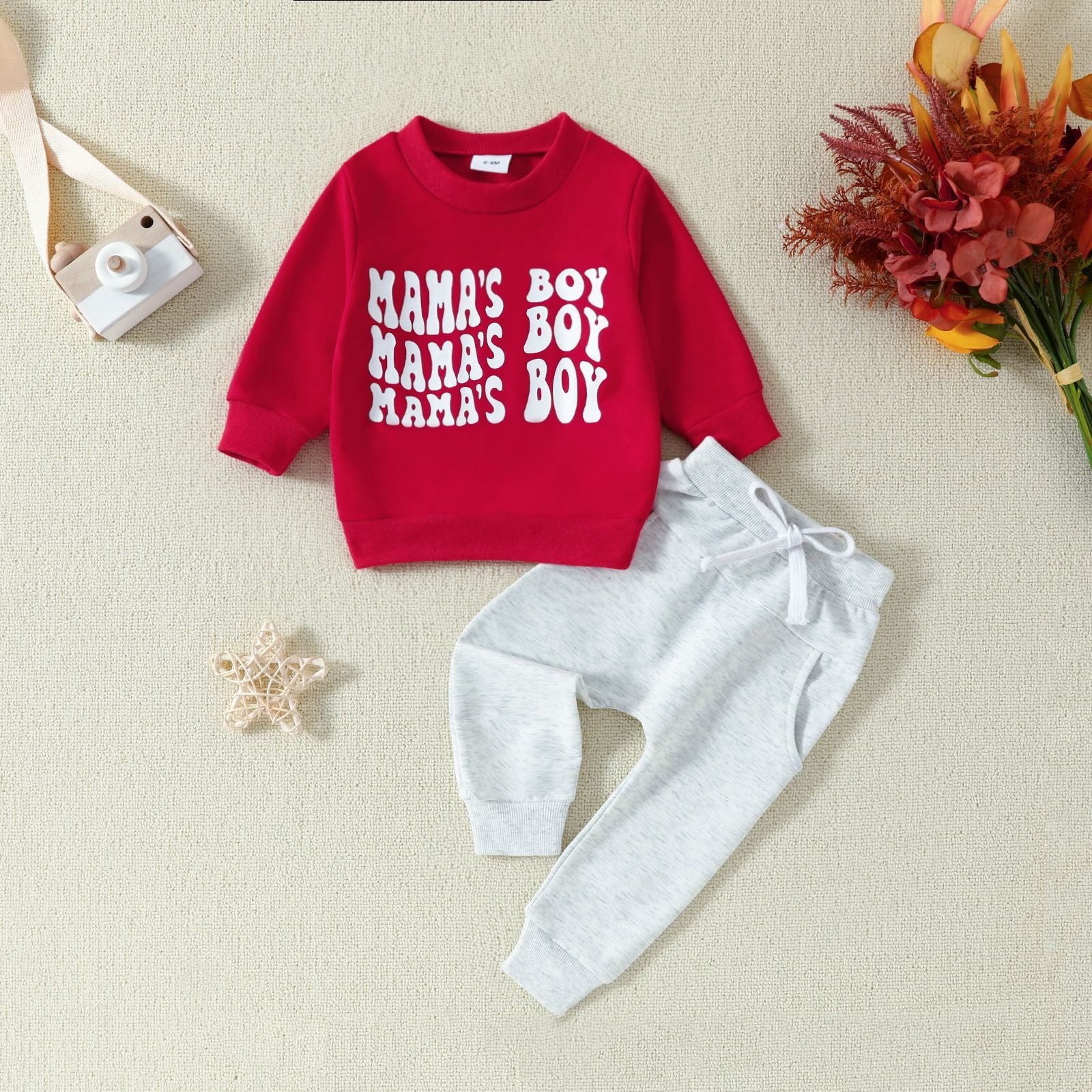Infant and toddler children's letter printed long sleeved pullover, hoodie and pants two-piece set 🇨🇳