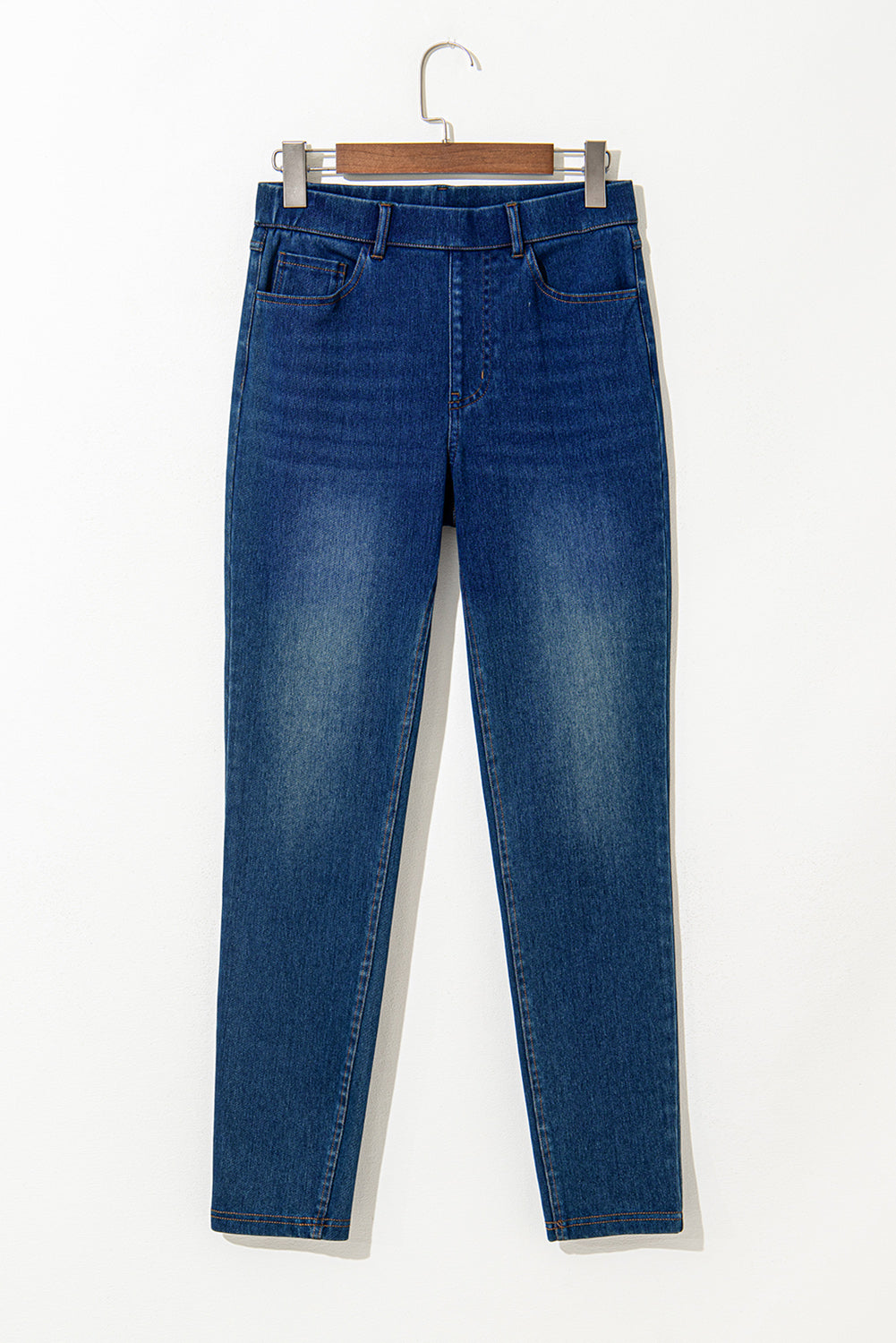 Ashleigh Blue Multiple Pockets Straight Leg Washed Stretchy Knit Casual Jeans 🇨🇳