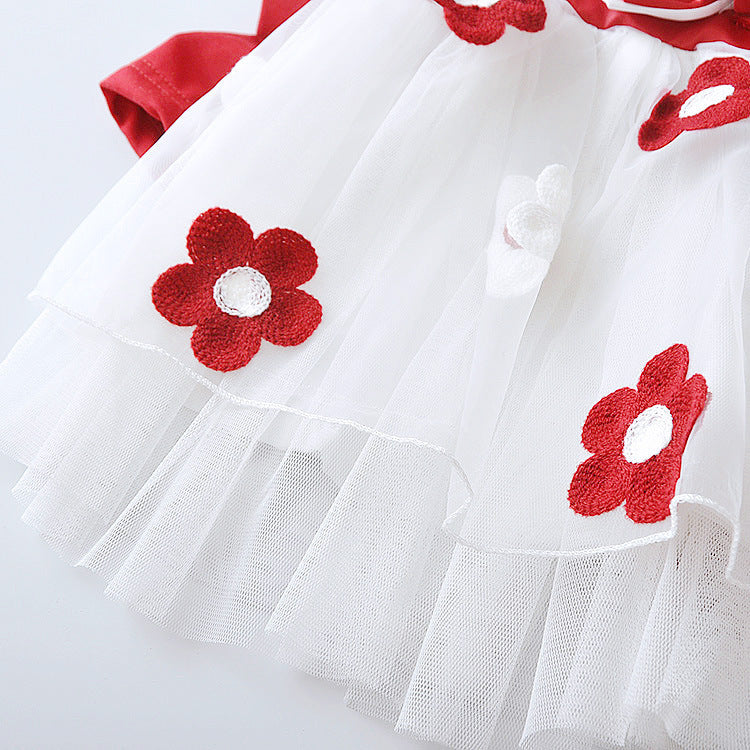 Flower bow long sleeve dress 🇨🇳