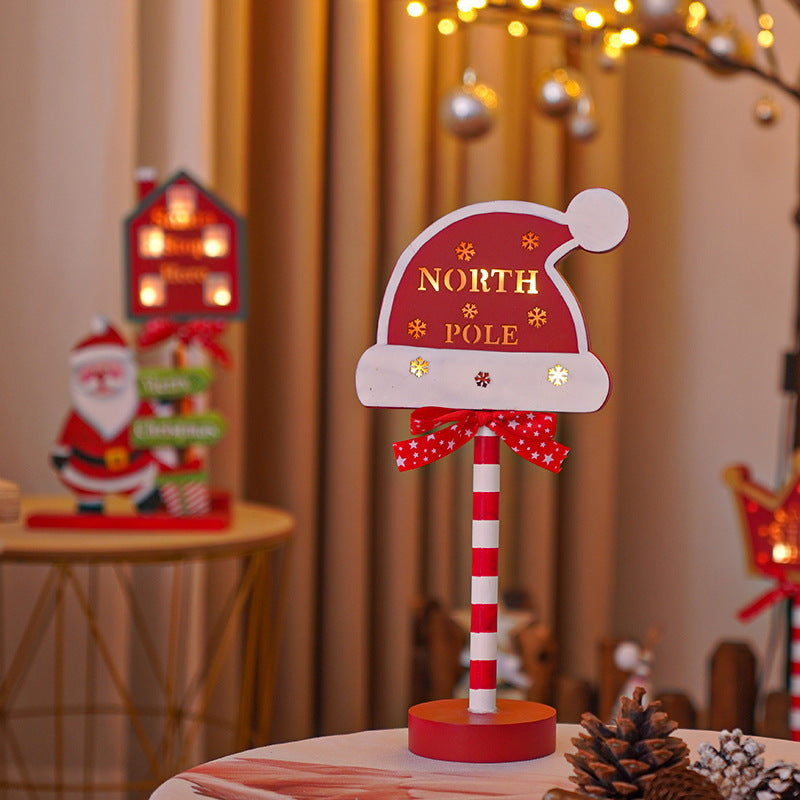 Christmas Road STOP Decorative Lights Wooden Atmosphere Led Colored Lamp 🇨🇳 l