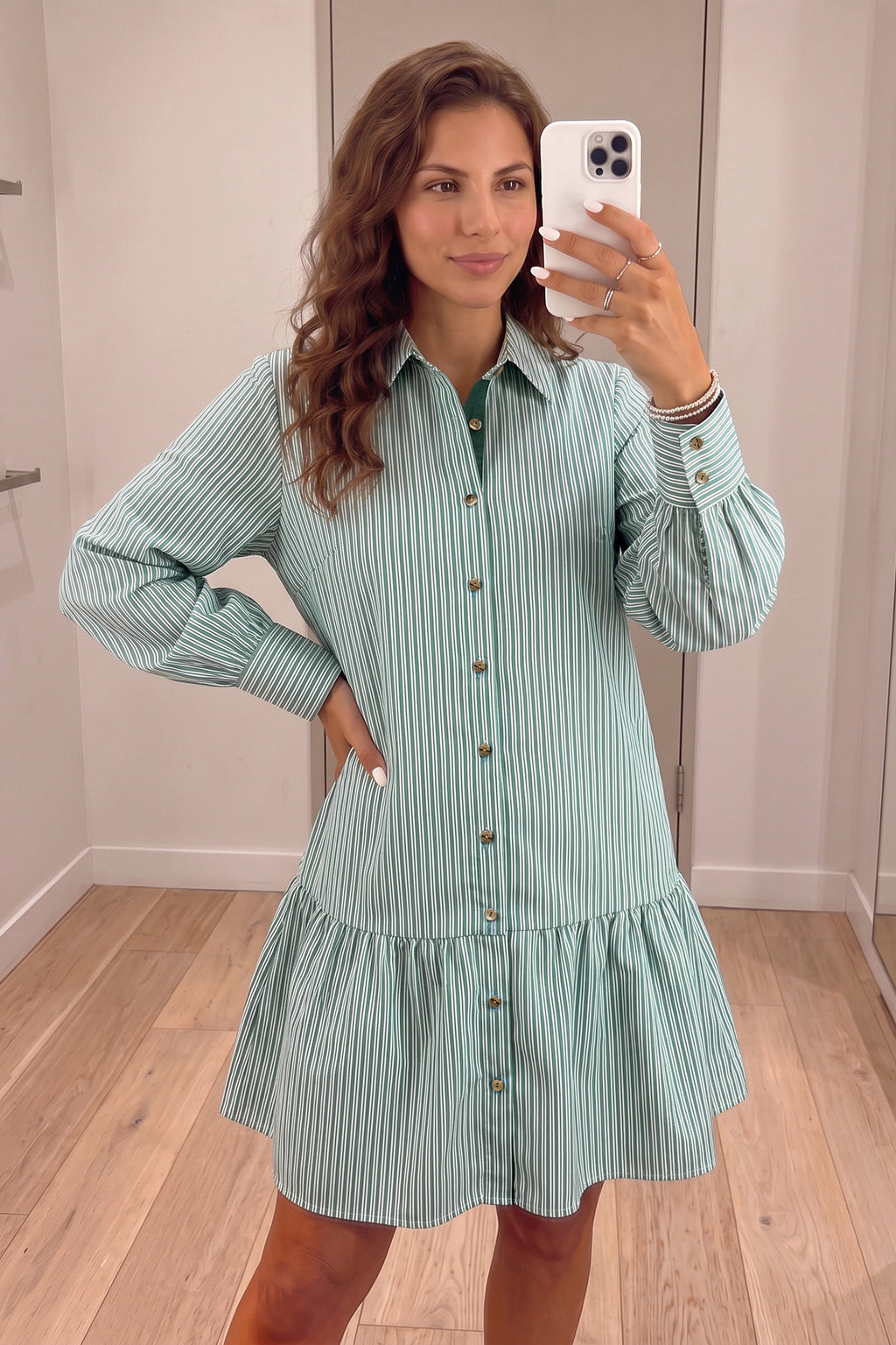 Green Stripe Striped Shift Long Sleeve Dress 🇺🇸