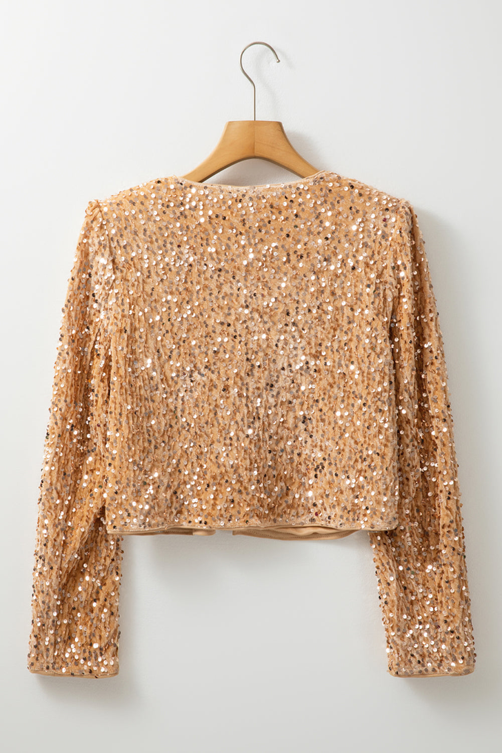 Golden Fleece Sequined Open Front Cropped Jacket 🇺🇸