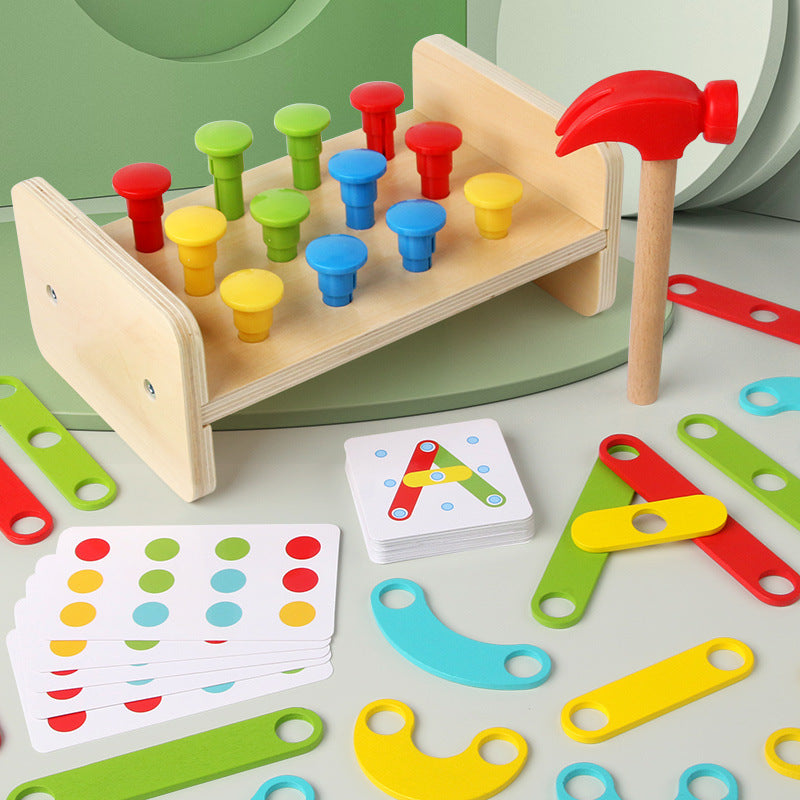 2-in-1 pile driving platform puzzle color certification matching fun and creative versatile set of column puzzle toys 🇨🇳