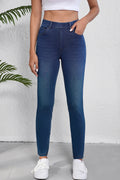 Ashleigh Blue Multiple Pockets Straight Leg Washed Stretchy Knit Casual Jeans 🇨🇳