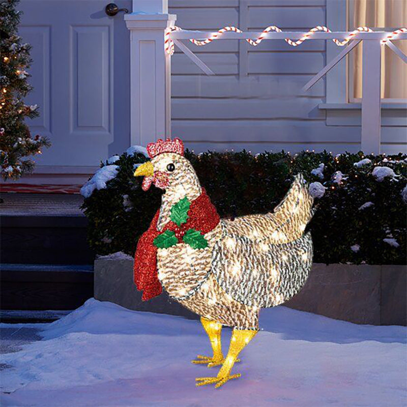 Decorated Christmas Lantern Chicken With Scarf Garden Ground Insert 🇨🇳