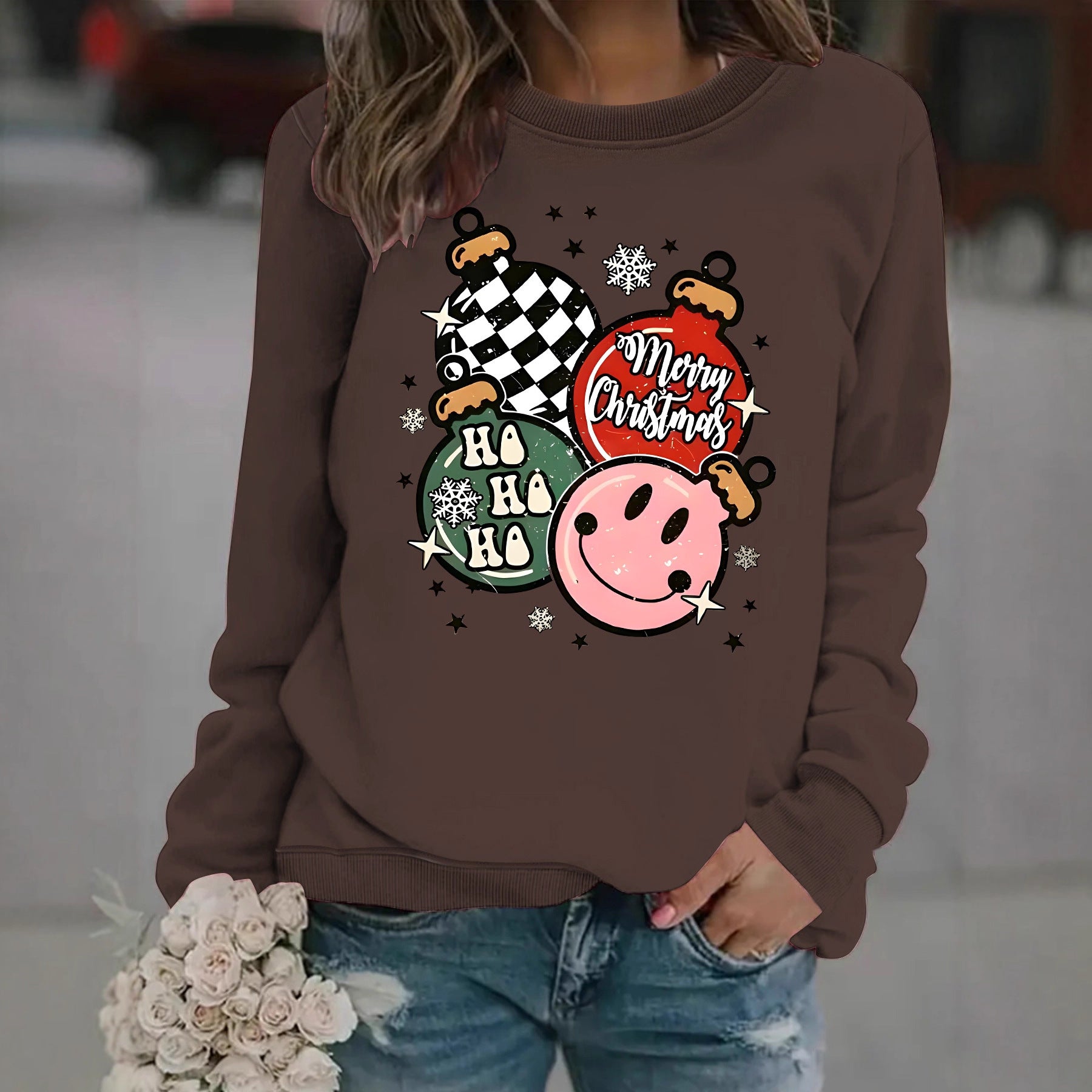 Christmas themed print sweatshirt 🇨🇳