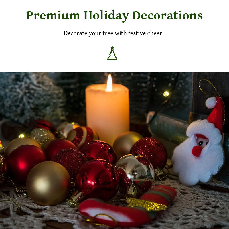 50 pcs/box: 2025 Gold Red Hanging Christmas Tree Ball Ornaments 🇨🇳