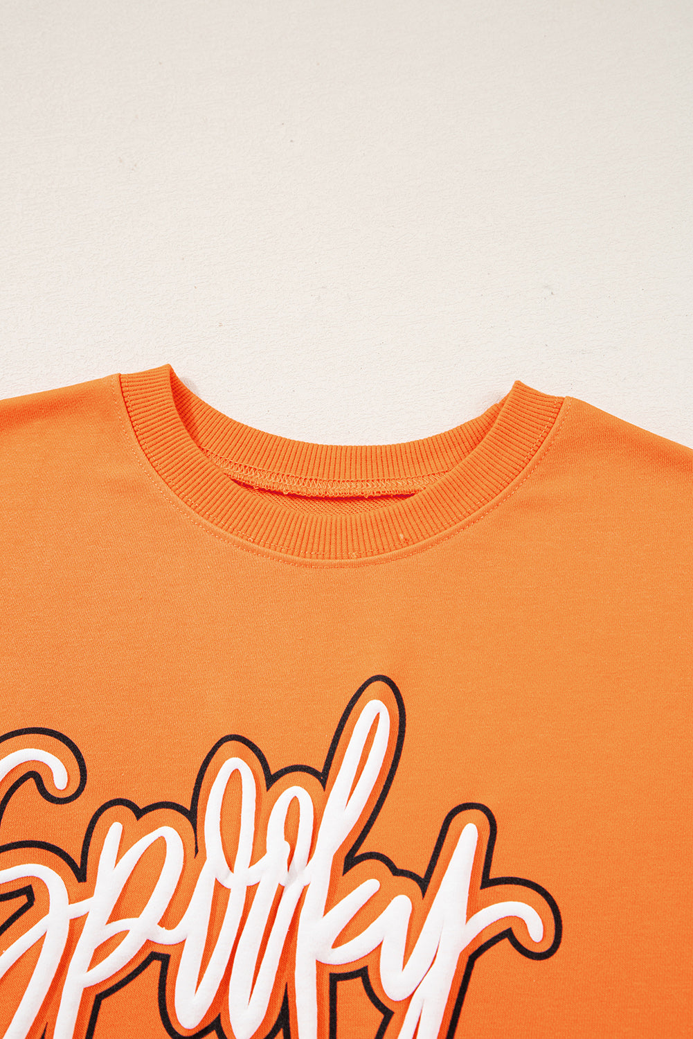 Grapefruit Orange Spooky Graphic Halloween Crew Neck Holiday Sweatshirt 🇺🇸